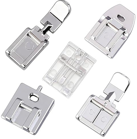 YAWYO 5er-Set Nähmaschinenfüße, Nähfuß-Set inkl. Obertransportfuß und verdecktem Reißverschlussfuß, Universal-Nähzubehör für Haushaltsnähmaschinen mit niedrigem Schaft