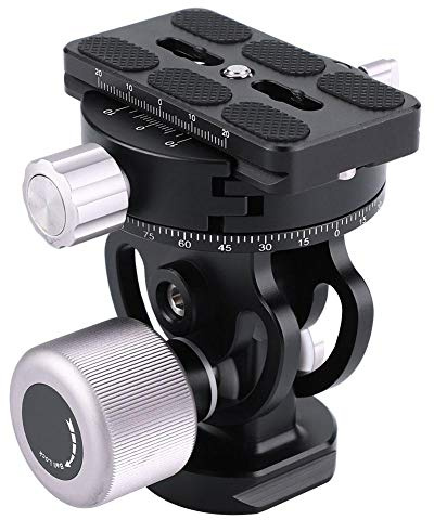 Tête de trépied panoramique VH-10, Alliage daluminium panoramique à Rotation vers Le Bas à 90 ° pour la Prise de Vue de Photographie pour Le téléphoto, Accessoires de trépied
