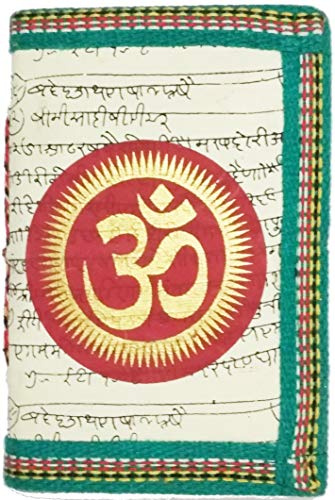 Purpledip Handgjord Paper journal 'Om, The Sound of Vedas': Vintage dagbok anteckningsbok med gängstängning (11489A)