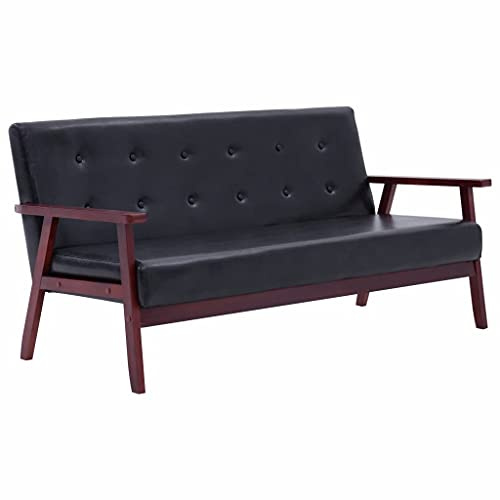 vidaXL 3-Sitzer-Sofa, Kunstleder, Schwarz