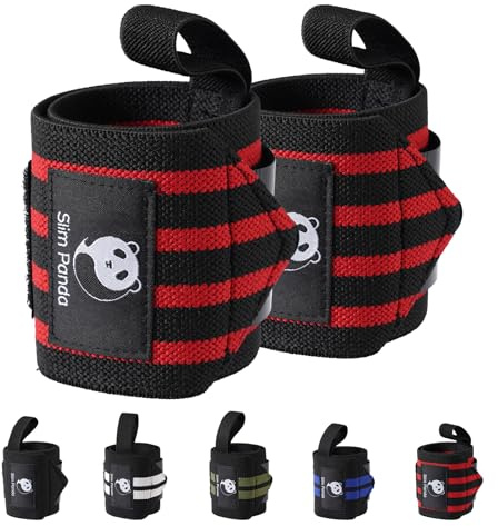 Slim Panda Handledsbandage, 1 Par 45cm Remmar Styrketräning Fitness med Tumring, Professionella Bandage Handledsskydd för Styrketräning, Calisthenics, Crossfit, Dam och Herrbandage