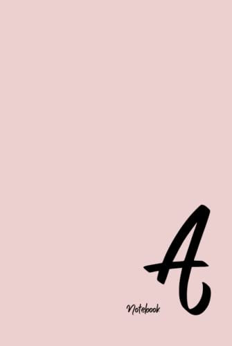 A Initial Lined Rose Cream Notebook