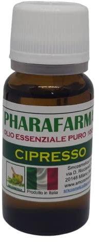 SMcosmetica Olio Essenziale Puro di Cipresso, 10ml, Stimola la Circolazione e Microcircolo, Contro Vene Varicose e Fragilità Capillare, Per Varicosa Emorroidaria e Ragadi Anali, Ingredienti Naturali