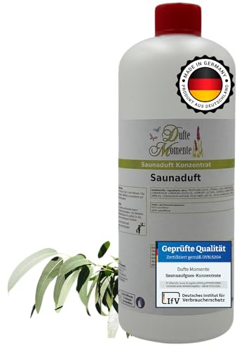 Dufte Momente Saunaaufguss-Konzentrat Eukalyptus – 1 Liter – frisch & klar – konzentriert & ergiebig – zertifizierte Profi-Qualität – vegan & Made in Germany