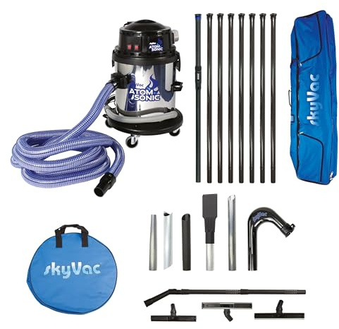 SkyVac Atom Sonic Gutter Vacuum/Clamped Suction Poles/Up to 40ft. 8 Pole Package. Up To 12 Meters. 40ft.