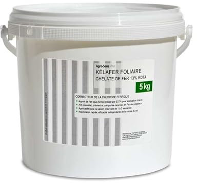 Kélafer foliaire. Fer chélaté 13% pour application foliaire - Seau 5 kg