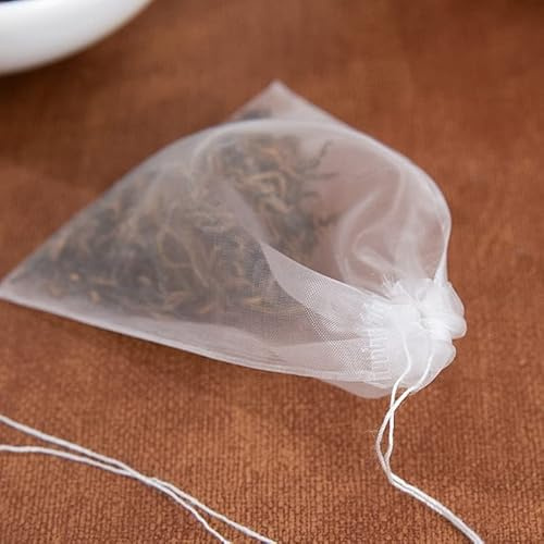 XIUPO 50 Stück Nylon Teebeutel Leere Teebeutel für losen Teefilter Transparent Einweg Teebeutel Tee-Ei Filter Beutel für Tee Gewürze
