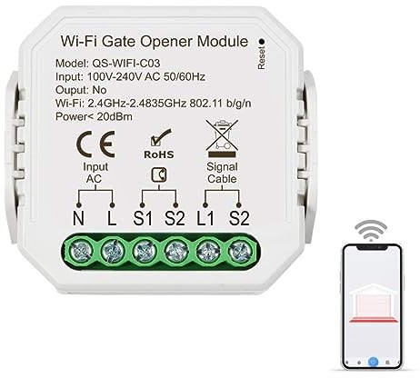 Wi-Fi Gate Opener, Wi-Fi Garage Door Opener, Connect to existing gate and Garage Door openers, Compatible with Amazon Alexa, Google Assistant