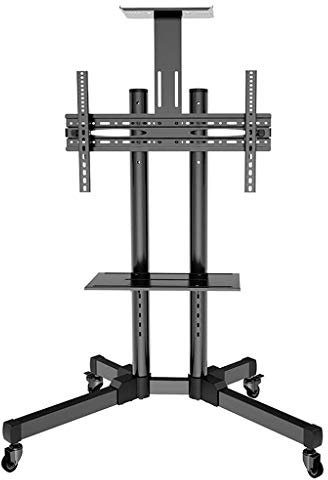 Soporte de TV Soporte de TV universal Carro de TV móvil con ruedas para 32-70 pulgadas, soporte de TV móvil Pantallas de panel curvo plano Monitor Altura ajustable Soporte de piso de TV para oficina,