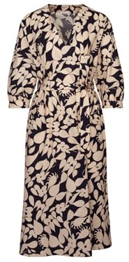 Seidensticker Damen Blusenkleid mit Bindegürtel - Kleid - Regular Fit - Maxi Kleid - V-Ausschnitt - 3/4-Arm - 100% Baumwolle