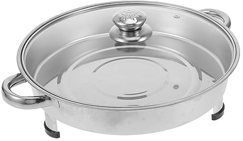 Happyyami Grillplatte Aus Dickem Edelstahl Mit Glasdeckel Flaches Buffettablett Und Fischaufbewahrungsschale Für Camping Küche Und Buffet