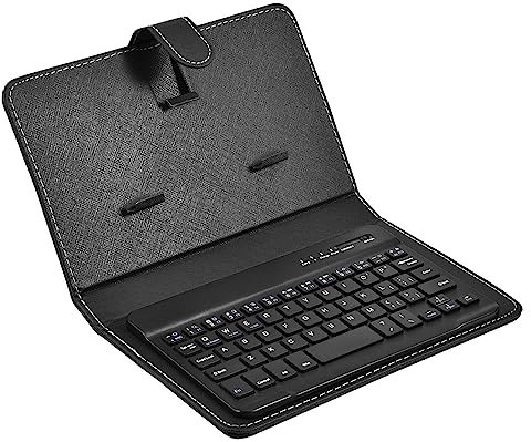 Portable Bluetooth Keyboard, Folding Bluetooth Keyboard, Wireless Keyboard with PU Leather Case for Android, IOS, Windows Devices, Tablets, Smartphones, Detachable with Kickstand
