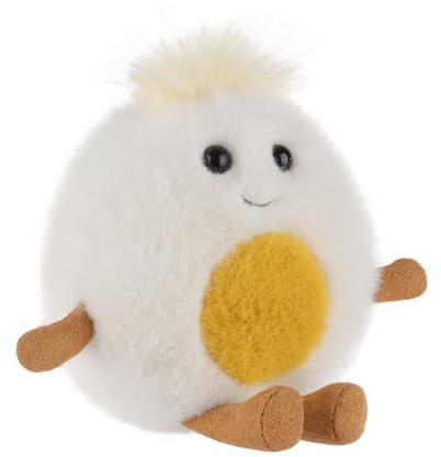 Apricot Lamb Œuf bouilli en peluche pour enfants - Doudou mignon pour bébé fille et garçon - Oeuf bouilli moelleux - Blanc - 12 cm