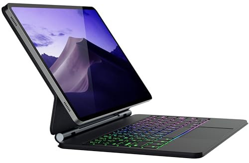 doqo Tastaturhülle für Samsung Galaxy Tab S10+ Plus/S9+/S9 FE+/S8+/S7+/S7 FE 12,4 Magnetische Hülle mit Tastatur, Touchpad Hintergrundbeleuchtung Schwarz Deutsches Layout