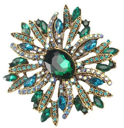 Mode Große Erklärung Vintage-Stil Simulierten Edelstein Kristall Schal Blume Art Deco Brosche Pin für Frauen Jedem Outfit Das Sie Tragen zu Verwandeln