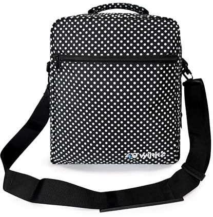 40Winkz USA CPAP Reisetasche, CPAP Tragetasche für verschiedene CPAPs kompatibel mit, Airsense 10, Airsense 11, Dreamstation & mehr. Befestigung am Gepäck & Reisekonform, Schwarz Weiß