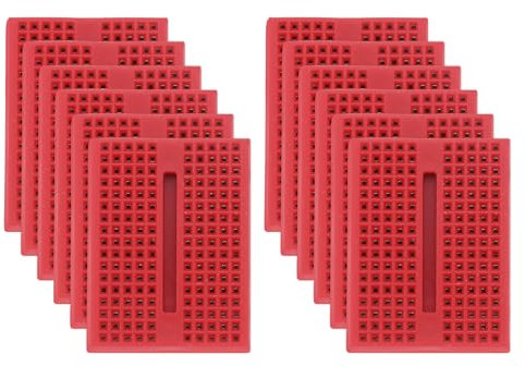 PATIKIL 12pcs Mini Breadboard, Solderless Breadboard Small Breadboard 170 Tie Points Prototype PCB Bread Board Electronics Self Adhesive Plates, SYB-170, Red