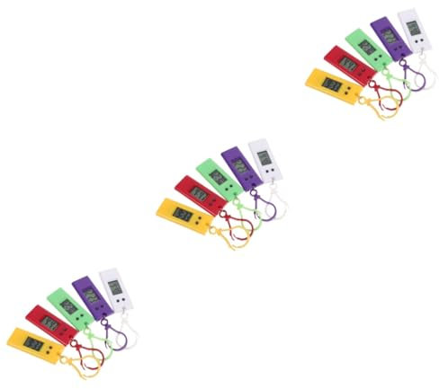 LALADEFIEE Lot De 3 Porte-clés Électroniques De Poche Montres Simples avec Cordon Et Minuteur pour Étudiants Garçons Et Filles 5 Pièces x 3 Couleurs Aléatoires