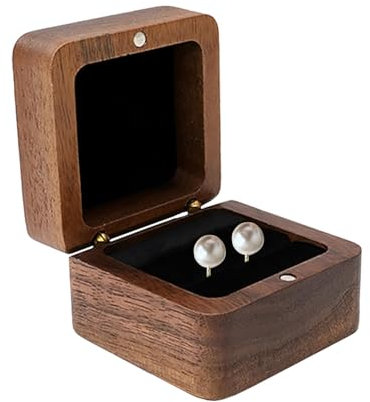 jlceh Ringbox für Hochzeitszeremonie,Ringbox aus, Rustikaler eleganter Ringhalter, Tragbarer Ring-Display-Halter, Ring-Aufbewahrungskoffer, Schmuckhalter für Heiratsantrag, Verlobung, Hochzeit