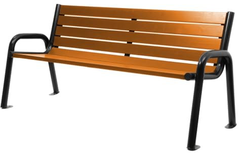 Parkbank Gartenbank Holtz Stahlbank Garten Outdoor Bank 02003 Fichtenholz Bank für Terrassen 170x79x43 cm Stahlrahmen. Wetterfest. (Teak)
