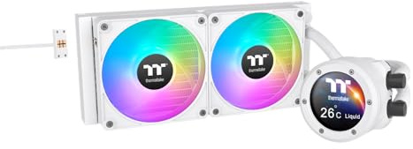 Thermaltake | TH240 V2 Ultra EX ARGB Snow | 240mm AIO CPU Wasserkühlung | 2,1 TFT-LCD (480x480) | MagForce 2.0 Quick Connect | 2x CT120 EX ARGB Sync PWM | sehr leise | Intel LGA1851/1700 & AMD AM5
