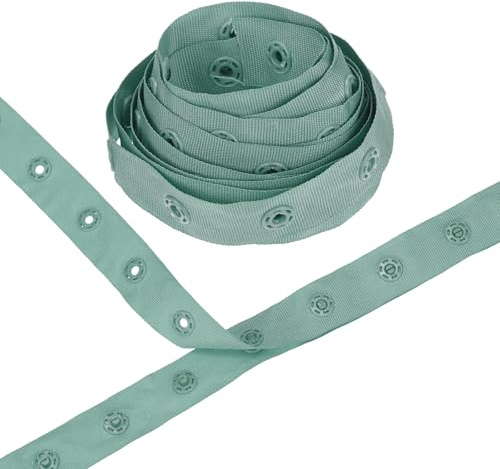 M METERXITY Plastic Snap Buttons, 2 Yards Plastic Snaps, Polyester Tape Hook & Eye Zipper Popper Press Stud Fastener for Sewing/Clothes/Fabric/DIY Craft [Army Green, 25mm Spacing]