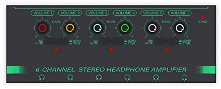 Mesa Mezclas, Amplificador de auriculares estéreo de 6 canales, Mini divisor de auriculares portátil, mezclador de de ruido ultrabajo for grabación de Monitor de estudio(PH600-Green)