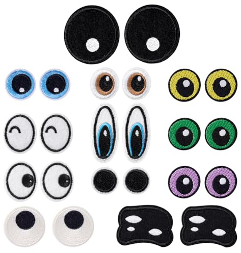 PH PandaHall 12 Paar Bestickte Augen Aufnäher zum Aufbügeln | Cartoon Augen Zum Aufbügeln Filz Augen Augenklappen Niedliche Bestickte Patches Dekorative Aufnäher Für Kleidung Rucksäcke