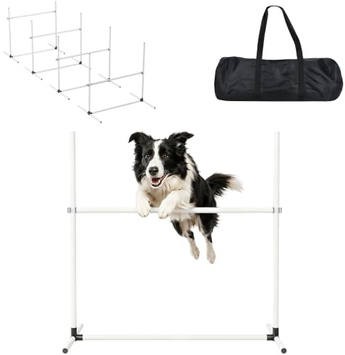 Froadp Agility Set 4 x hinder för hundar hinder set slalom stänger höjd justerbar agility-utrustning, träningsset för hundträning, 104 x 70 x 101 cm, vit