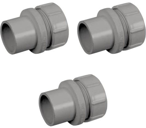 PVC Access Plug, 50mm Solvent Weld Waste Pipe Fitting, Grey, 3-Pack