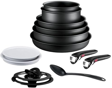 Tefal ingenio Eco Resist L3979542 13 pcs Induction Compatible Safe Non-stick Cookware Set, Black