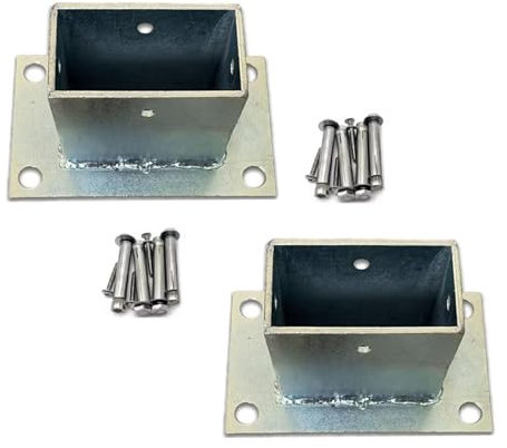 Pfostenträger Aufschraubhülse Pfostenanker Für Quadratische Schmiedeeisensäule 150 120 100 90 80 60 50 40 MM, 2 4 5 Stück Zaunpfostenfußflansch Betonhalterung Holzpfostenhalterung(2 Pack,80x40x80 MM)