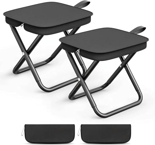 2 Stück Camping Hocker,Campinghocker Faltbar,Leichter Klapphocker,Leicht Sitz Falthocker,Campinghocker Tragbarer,Tragbarer Klapphocker,Hocker Klappbar für Wandern Garten Angeln Grillen Strand