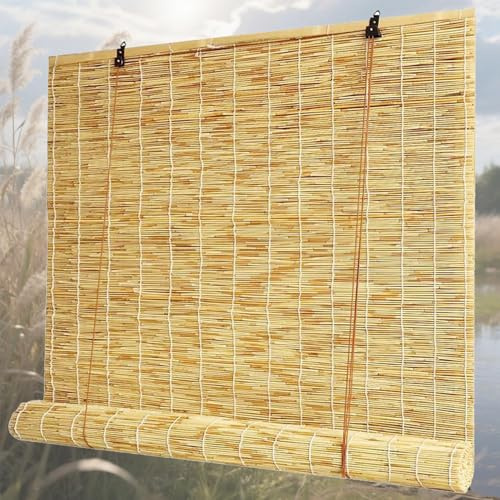 Cortinas Bambu Exterior Persianas Romanas Impermeables para Opacos para Interiores Persianas De Caña Enrollables Natural para Ventana Jardín Porche 50 65 80 90 100 115 130 145 160 180 cm