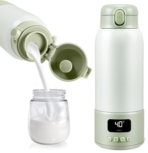 Chauffe Biberon Nomade, Chauffe Eau Portable Voiture 500ml, Chauffe-plats pour Bébé avec Contrôle de Température pour Voyages Extérieur, Chauffage Rapide, Température Réglable de 37°C à 70°C