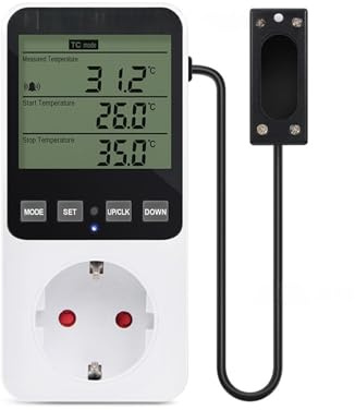 Termostatkontakt, termostatkontakt temperaturregulator 230 V med sensorsond, digital hygrostat, temperaturkontroll för terrarium reptilkåpa inkubator spänner (-40 till 120 ℃)