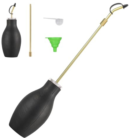Kieselgur Zerstäuber, Kieselgur Pulver Pulverzerstäuber 230 ML mit 9,7 Zoll Messingrohr, für Diatomaceous Earth Algenkalk, Zerstäuber Sprühflasche Pulver Sprüher mit Airbag & Trichter für Garten
