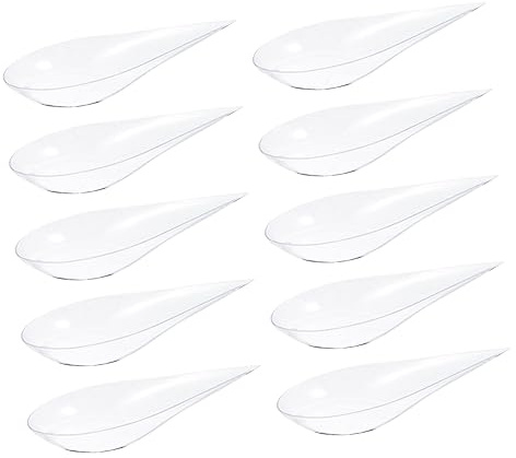 VALICLUD 20pcs Disposable Dessert Spoons Transparent Tear Drop Shape Smooth Edges for Parties Sushi Cakes Appetizers Convenient Hygienic Single Use Tableware