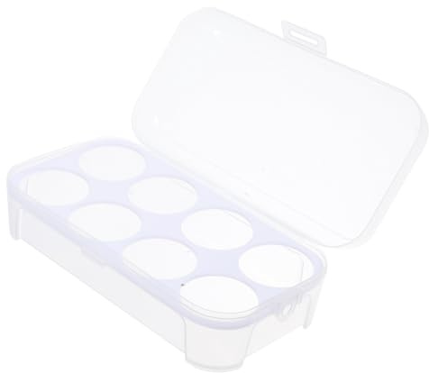 Caja para Guardar 8 Huevos de Pp, Transparente y Compacta | Refrigerador, Portátil para Camping y Picnic, Estructura Sólida, Blanco