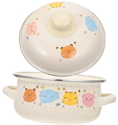 HIAKDOFT Pentola Smaltata con da Resistente Temperature Antiaderente per Zuppe Latte e Cucina Vintage