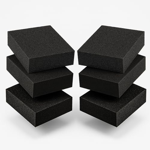 6pc Sanding Block Set – Assorted Grits #40#60#80, 4 Sided Reusable Foam Sanding Pads for Wood, Metal & Plastic, Hand Sanding Furniture, Rust Removal & DIY Finishing