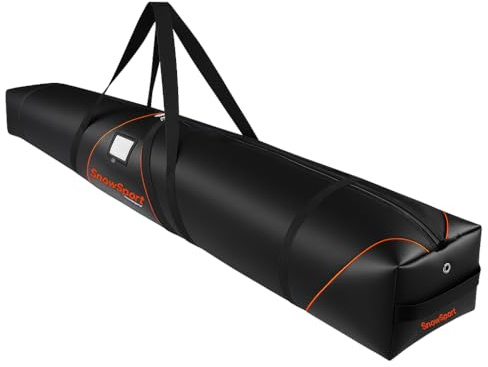 SNOWSPORT.PL Prestige PRO Double Ski Bag – Skitasche für 2 Paare + Stöcke + Skizubehör GEPOLSTERT– ideal für Skireisen mit Flugzeug, Bus, Bahn, Auto mit Kompressionsriemen und Schultergurten (190 cm)