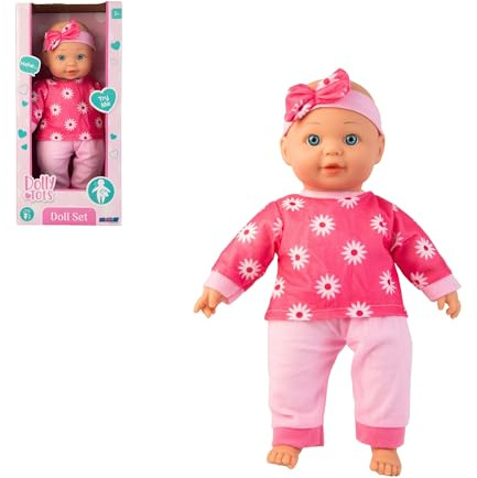 Dolly Tots Daytime Doll | 40cm Talking Childrens Dolly | Soft Bodied Toy | Dolls For Childrens Prams, Pushchairs, Strollers & Nurserys | 5 Interactive Sounds | Ideal First Doll For Toddlers | 18M+