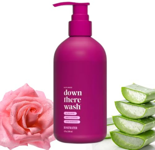 Down There Wash Rosewater Aloe-Based Intimate Cleanser, pH-Balanced with Calendula and Sage, 8.5 fl oz