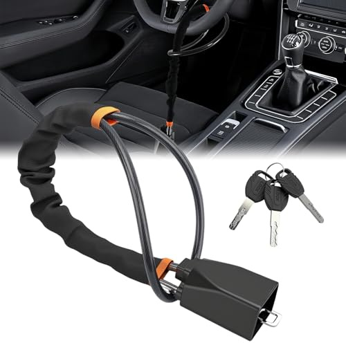 Serratura del Volante, Serrature del Volante per Auto, Serratura del Volante Resistente, Dispositivo di Sicurezza Antifurto per Auto con 3 Chiavi, Serrature Universali per Auto per la Maggior Parte