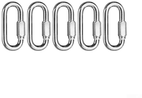 Yhenlovtt D-förmiger Edelstahl-Karabiner, Schnellverbindungsverbinder mit Reparaturbügel, für Outdoor-Klettern, Camping und Hundeleine, 5 Stück (M4)