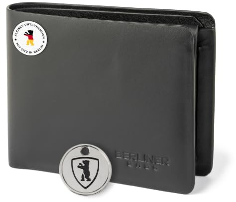 Berliner Bags Geldbörse Herren Parker Premium, Geldbeutel Leder - Schwarz | Nahtloses Portemonnaie Herren, Klein Geldbeutel mit 3 Kartenfächer, Münzfach, RFID-Schutz, Geschenkbox inklusive