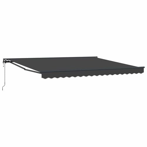 KGFHERENB Auvent à bras articulés - 400 x 300 cm - Avec demi-cassette - Auvent rétractable - Anthracite - Pour terrasse et jardin - Protection solaire stable en polyester et cadre en aluminium
