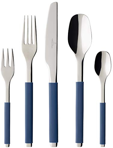 Villeroy und Boch - S+ Blueberry Tafelbesteck, 30 tlg., für bis zu 6 Personen, Edelstahl/Silikongriff in Blueberry, spülmaschinengeeignet