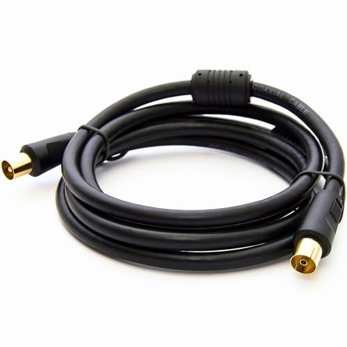Premium X PremiumX Cable de antena TV Basic-LINE 2m Cable de conexión IEC cable coaxial con filtro de corriente de vaina HDTV 4K negro